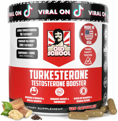 Suplemento de testosterona para hombres – Turkesterona 1500 mg de potencia máxima con Tongkat Ali y BioPerine® + Músculo, recuperación y resistencia 🍆 – 120 cápsulas